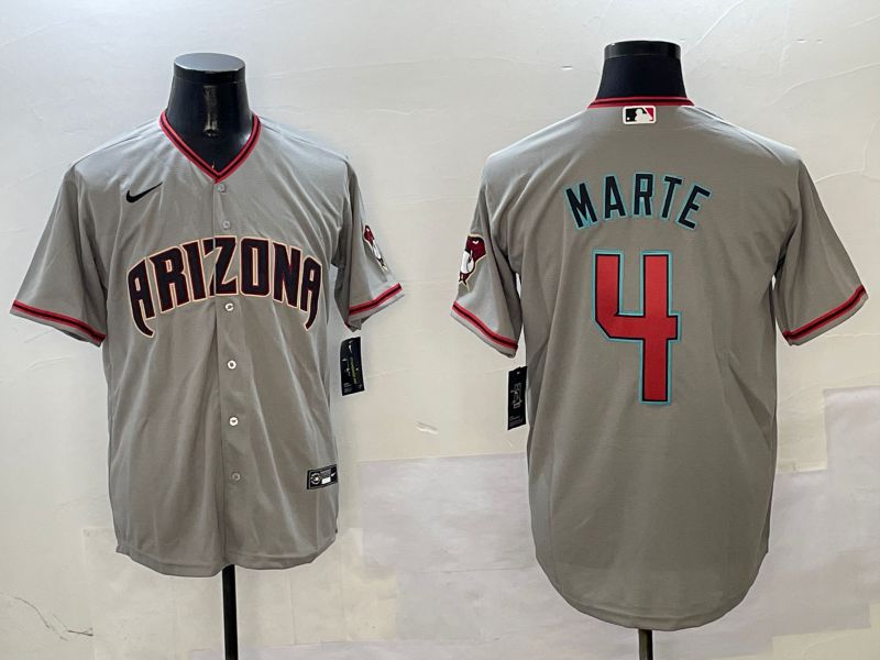 Men Arizona Diamondback #4 Marte Grey Game 2025 Nike MLB Jersey style 6->atlanta braves->MLB Jersey